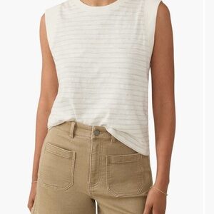 Faherty Sunwashed Ivory Rock Stripe Muscle Tank